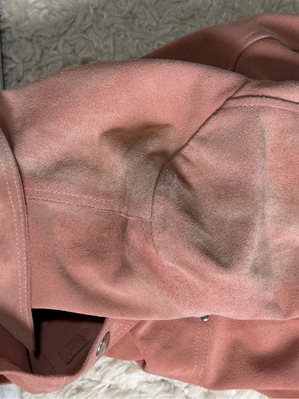 FRAME leather suede pink cropped moto silver western snap jacket medium - Picture 7 of 11
